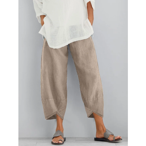 Women Solid Casual Linen Cotton Pants